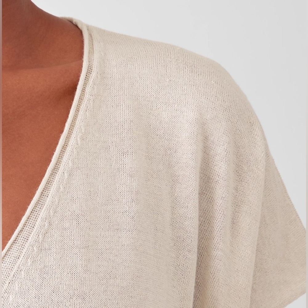 EILEEN FISHER Short Sleeve Organic Linen & Cotton Boxy white Top Size Medium - Picture 4 of 9